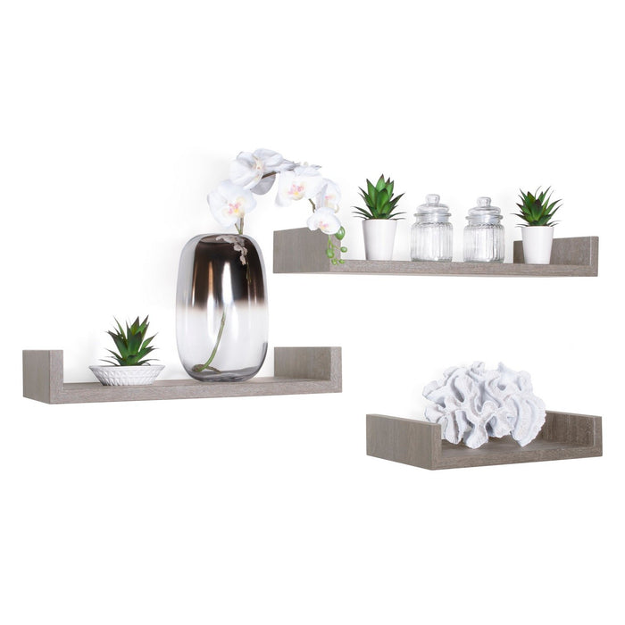 Mensole da Parete Set di 3 pz colore Rovere grigio mod. Calamita Maxi