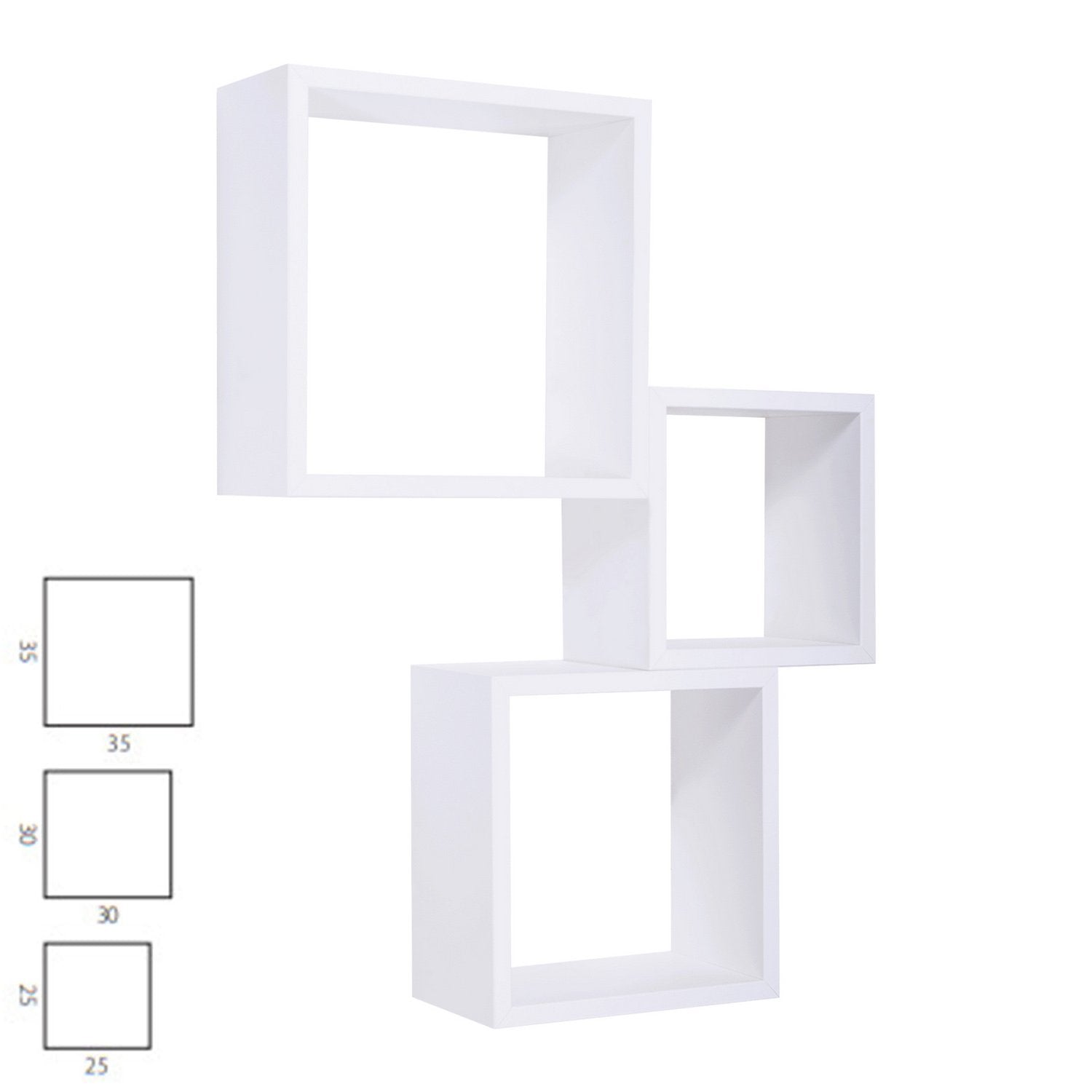 Mensole a cubo da parete set di 3 pz componibile colore Bianco mod. InCubo