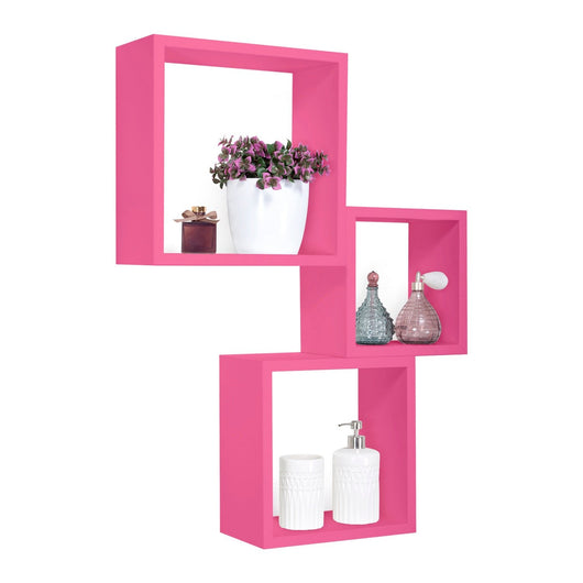 Mensole a cubo da parete set di 3 pz componibile colore Fucsia mod. InCubo