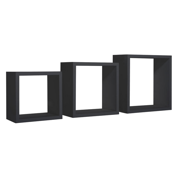 Mensole a cubo da parete set di 3 pz componibile colore Nero mod. InCubo