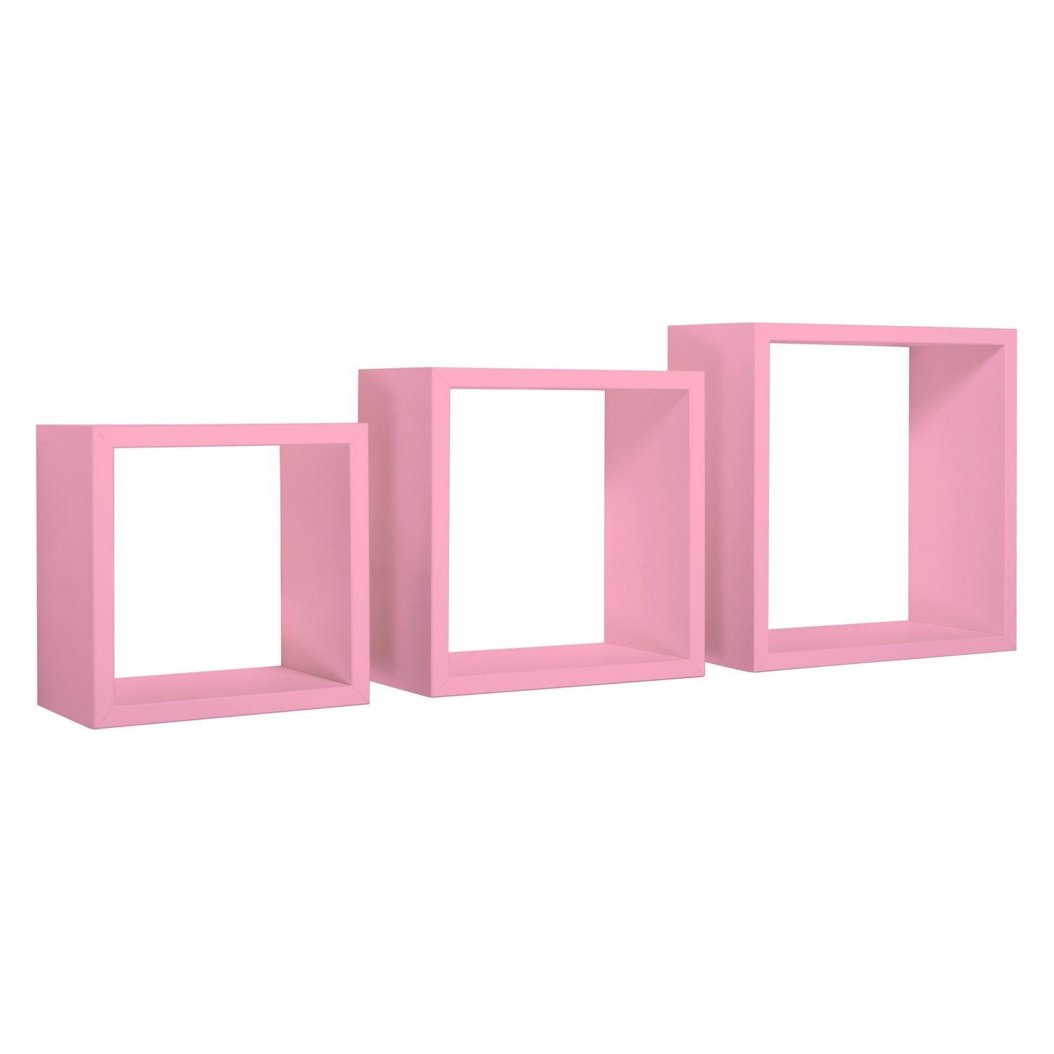 Mensole a cubo da parete set di 3 pz componibile colore Rosa mod. InCubo