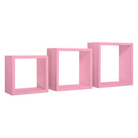 Mensole a cubo da parete set di 3 pz componibile colore Rosa mod. InCubo