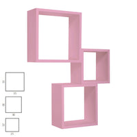 Mensole a cubo da parete set di 3 pz componibile colore Rosa mod. InCubo