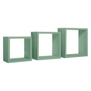 Mensole a cubo da parete set di 3 pz componibile colore Verde acqua mod. InCubo