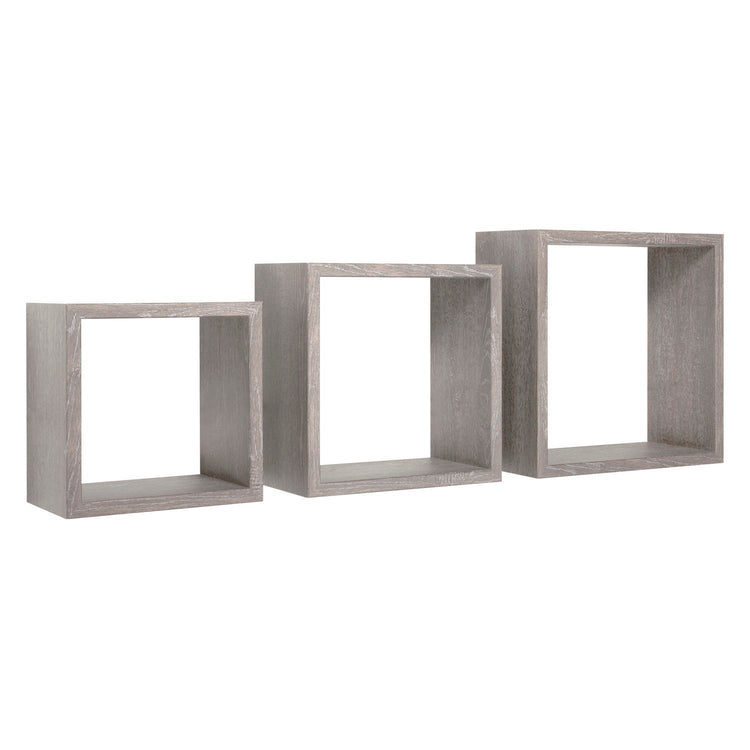 Mensole a cubo da parete set di 3 pz componibile colore Rovere grigio mod. InCubo