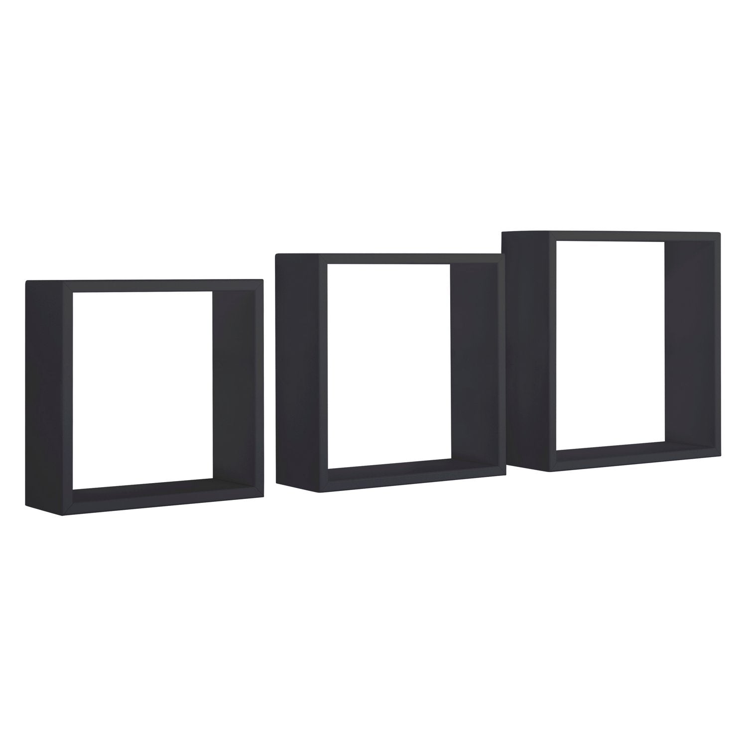 Mensole a cubo da parete set di 3 pz componibile colore Nero mod. InCubo Slim