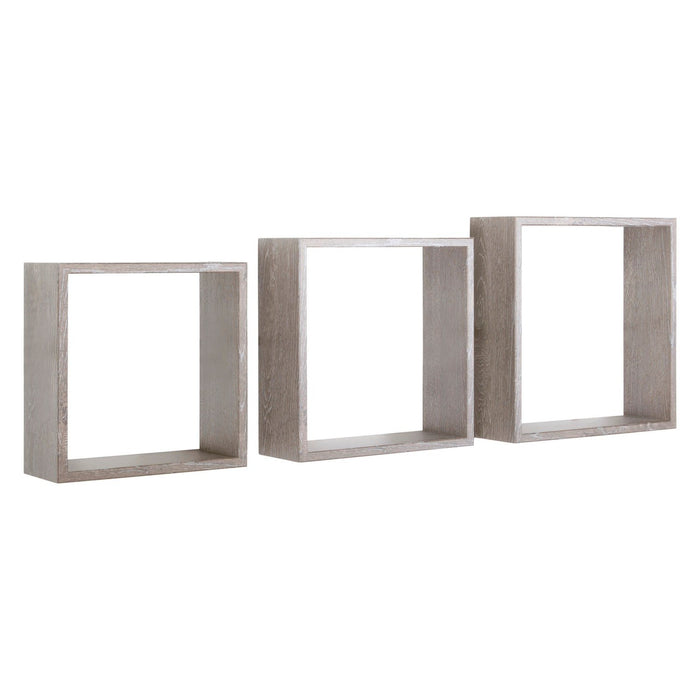 Mensole a cubo da parete set di 3 pz componibile colore Rovere grigio mod. InCubo Slim