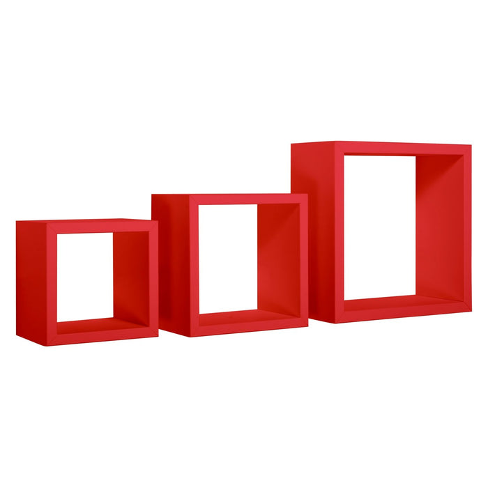 Mensole a cubo da parete set di 3 pz componibile colore Rosso mod. Rubic