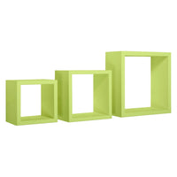 Mensole a cubo da parete set di 3 pz componibile colore Verde mod. Rubic