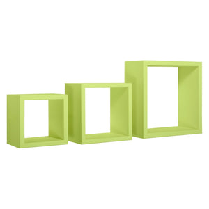 Mensole a cubo da parete set di 3 pz componibile colore Verde mod. Rubic