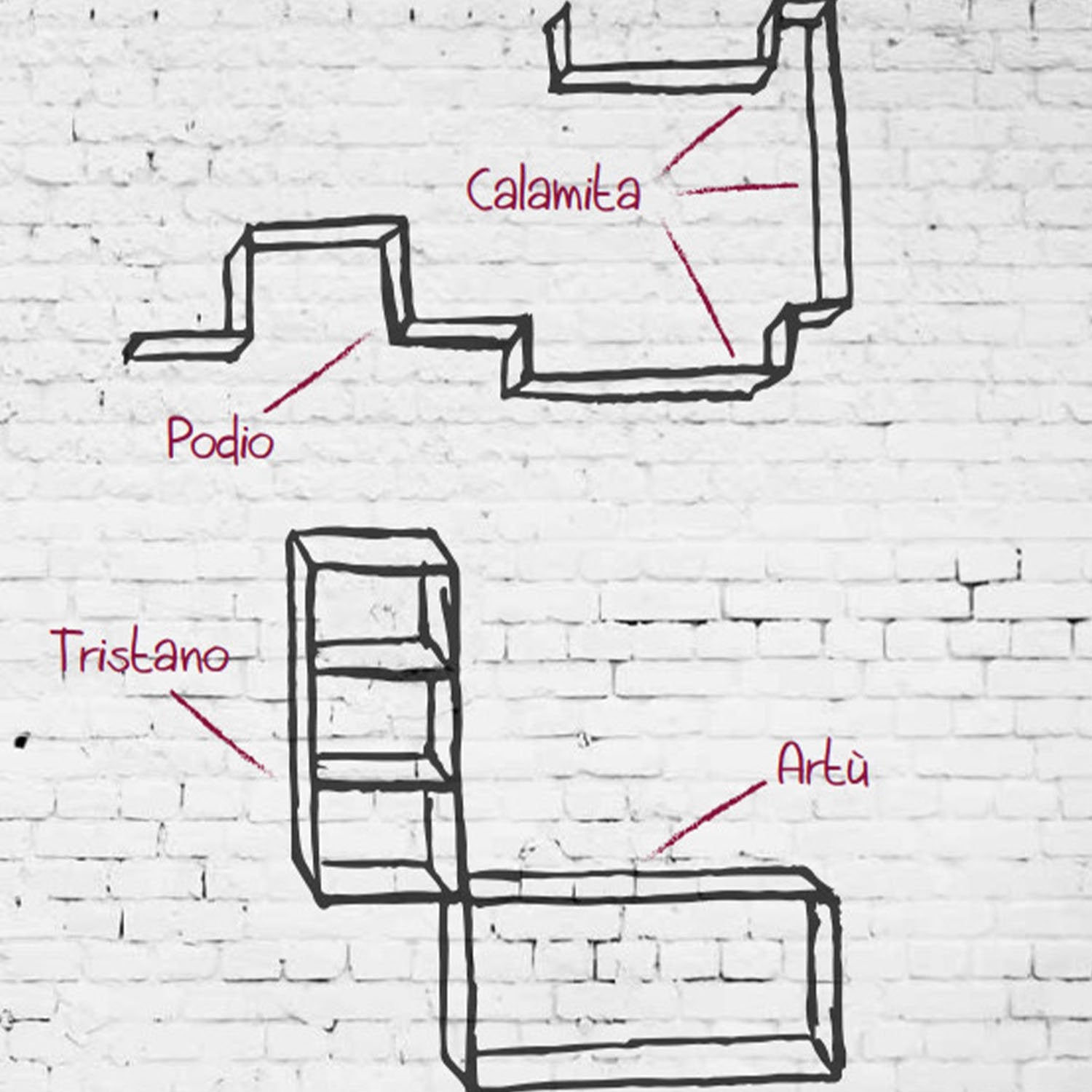 Mensole da Parete Set di 3 pz colore Grigio sasso mod. Calamita