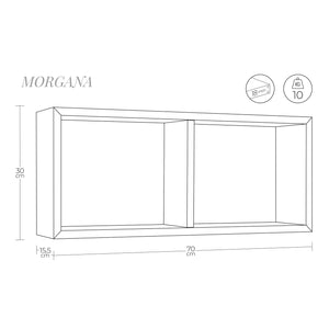 Mensola da parete 2 scomparti colore Verde 70x30 cm mod. Morgana