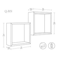 Mensole a cubo da parete Set di 2 pz componibile colore Noce mod. Q-bis