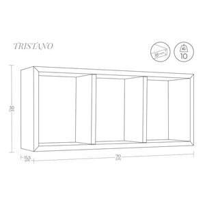 Mensola da parete 3 scomparti colore Rovere grigio mod. Tristano