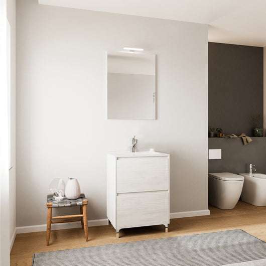 Composizione bagno modello LISBONA Rovere bianco 60 cm