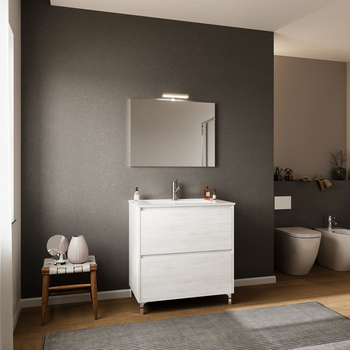 Composizione bagno modello LISBONA Rovere bianco 80 cm