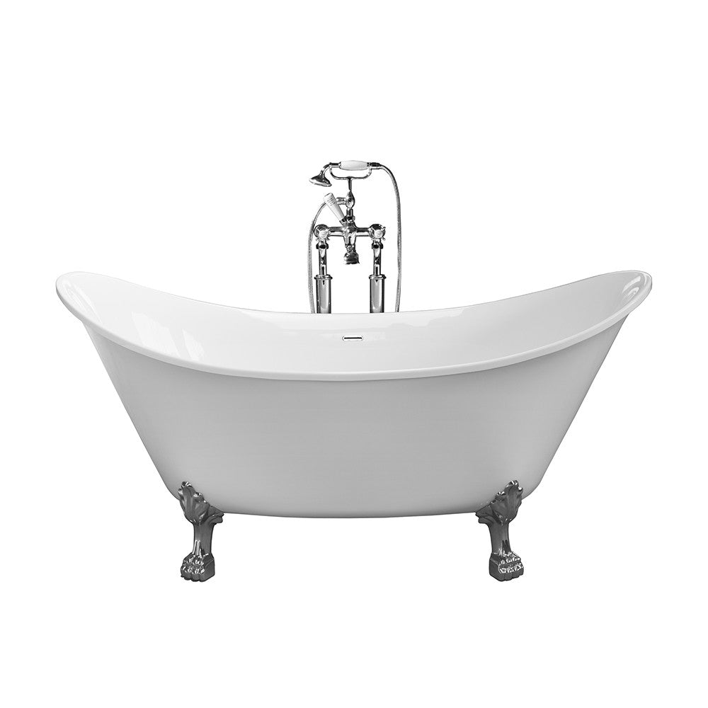 Vasca da bagno freestanding classica 173x75 Piedini cromo a zampa di leone regolabili Scarlett