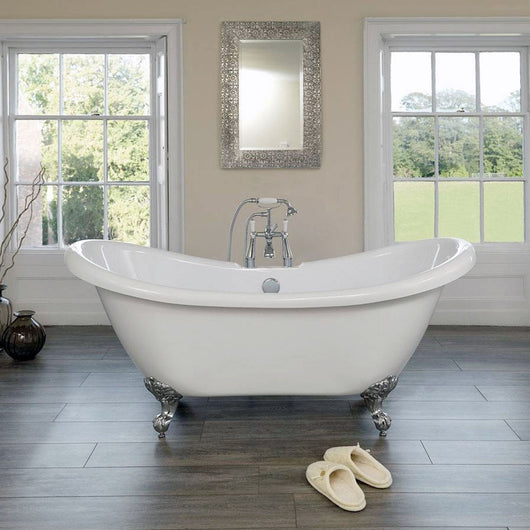 Vasca da bagno freestanding classica 175x72 con Piedini cromo a zampa d'aquila regolabili Elizabeth