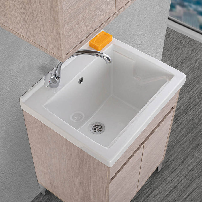 Vasca lavatoio in ceramica 60x50 da incasso con foro miscelatore a sinistra