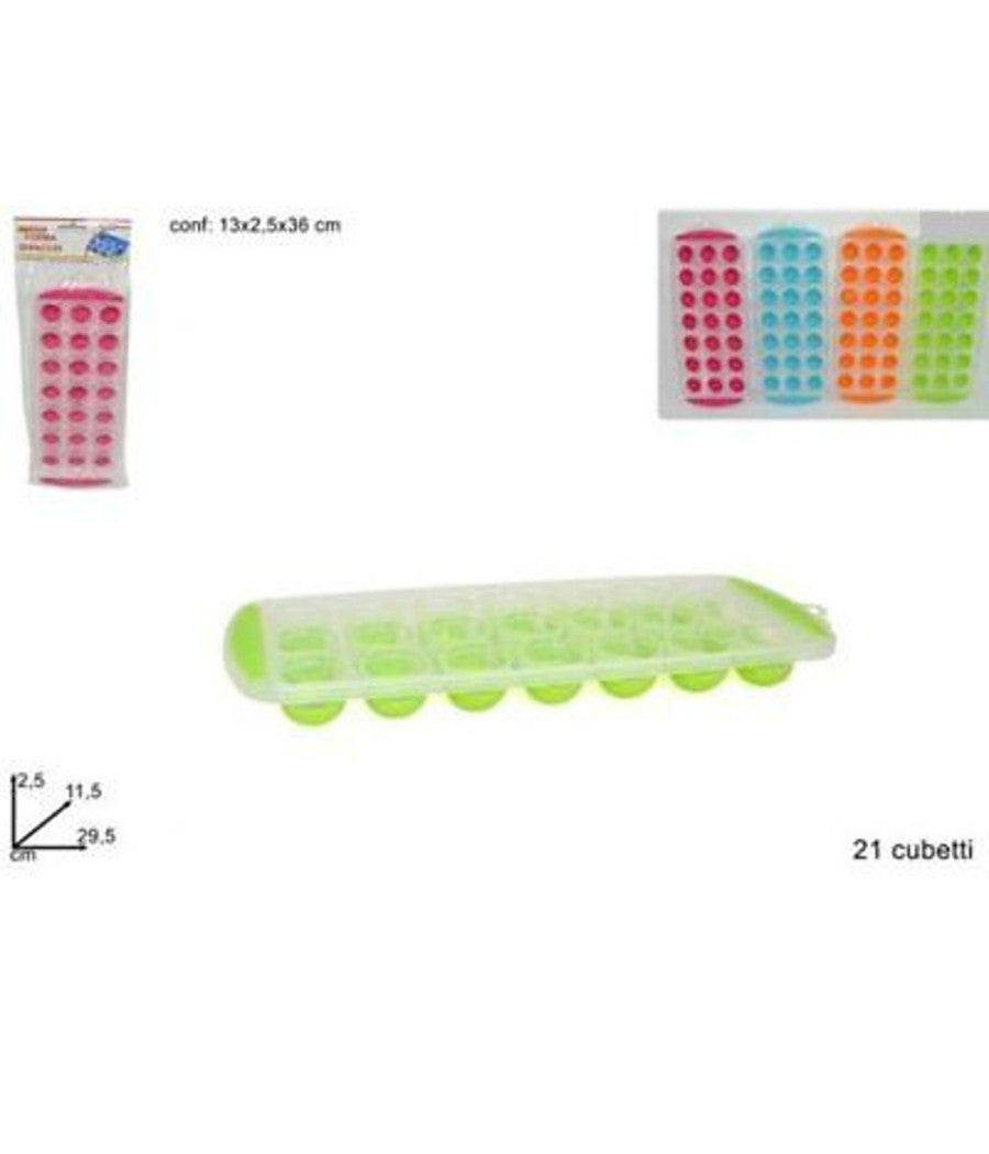 Vaschetta Formaghiaccio Forme 21 Cubetti Ghiaccio Colorate Silicone Idea Regalo         