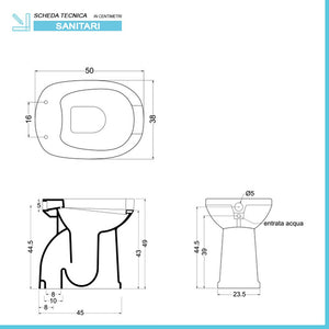 Vaso bidet combinato per anziani e disabili H49 con apertura frontale