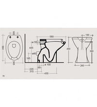 Vaso ergonomico con apertura frontale 58x38,5xh 49 con scarico a pavimento cod 75697