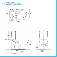 Vaso monoblocco tradizionale scarico pavimento serie Karla completo di sedile