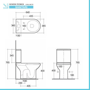 Vaso tradizionale monoblocco scarico a terra Compact con sedile incluso