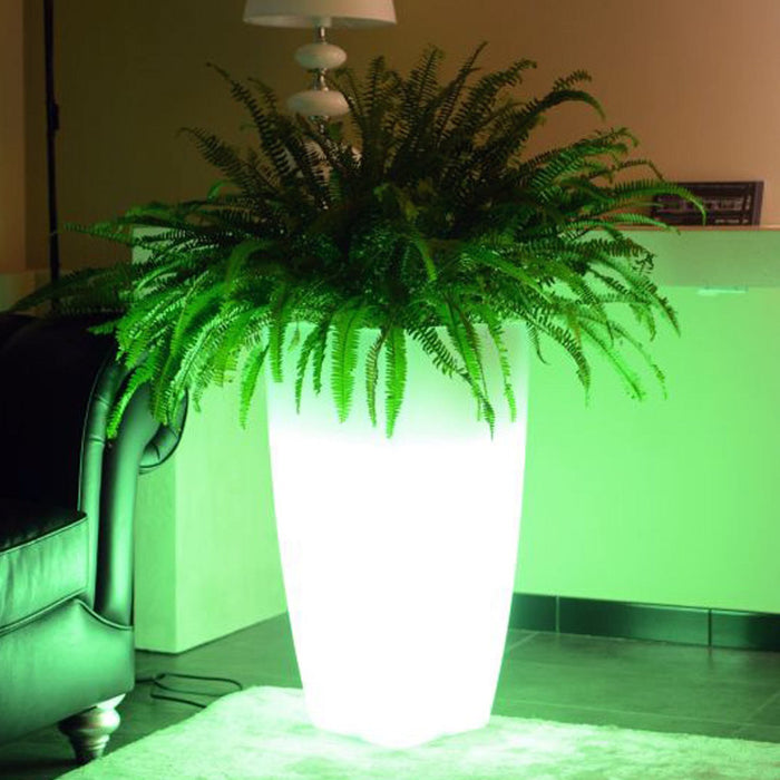 Vaso Agave Quadrato Con Led Multicolor Batteria H 90 40x40Cm