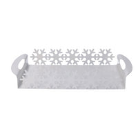 Vassoio metallo fiocco neve bianco rettangolare cm 41x20h6,5