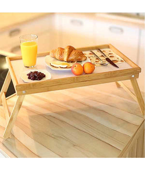 Vassoio Snack Colazione Pieghevole In Legno Altezza 50x21x31 Cm Richiudibile         