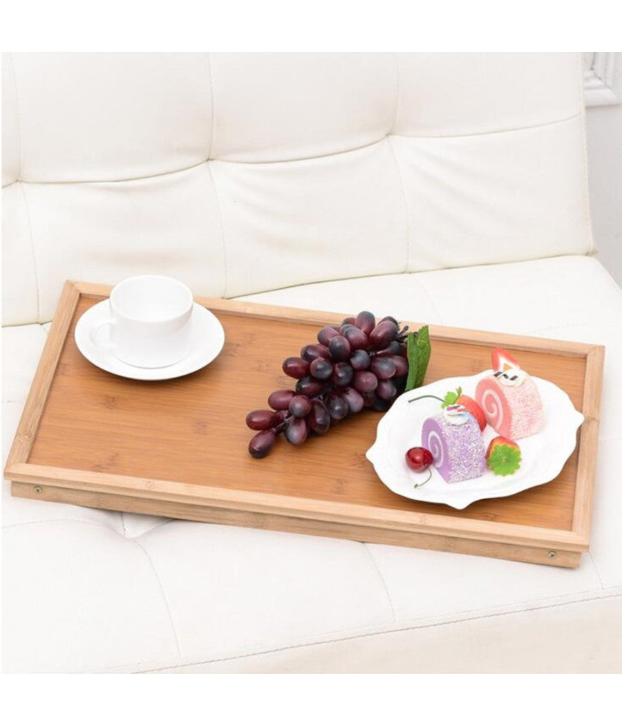 Vassoio Snack Colazione Pieghevole In Legno Altezza 50x21x31 Cm Richiudibile         