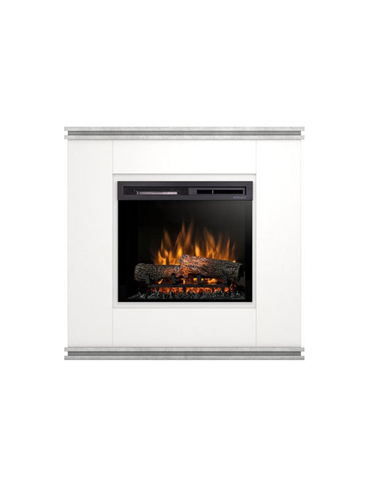 Caminetto elettrico a libera installazione a LED Mod. VENA - 23" colore Bianco opaco / Cemento - 103 x 100 x 35,4