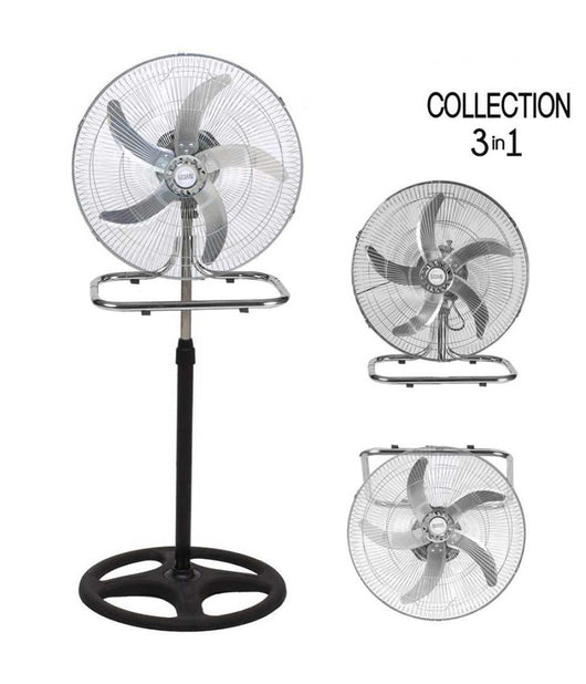 Ventilatore 3in1 Piantana Da Tavolo Parete 3 Velocita Oscillazione 50w Pale 50cm         