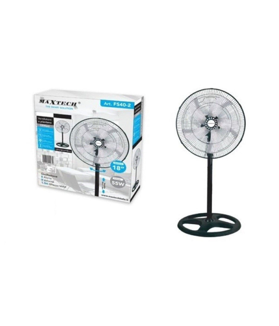 Ventilatore A Piantana 5 Pale In Acciaio Regolabile Oscillante 3 Velocità  Fs40-2         