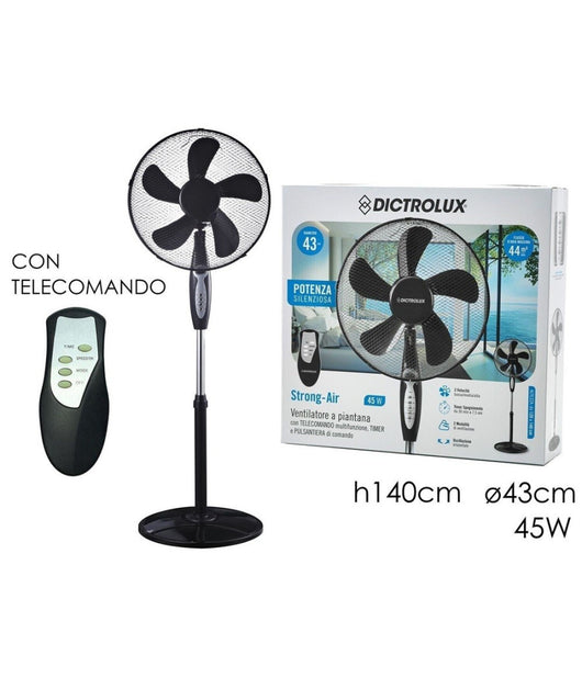 Ventilatore A Piantana Con 5 Pale Con Telecomando H 140 Cm à¸ 43 Cm 45 Watt         