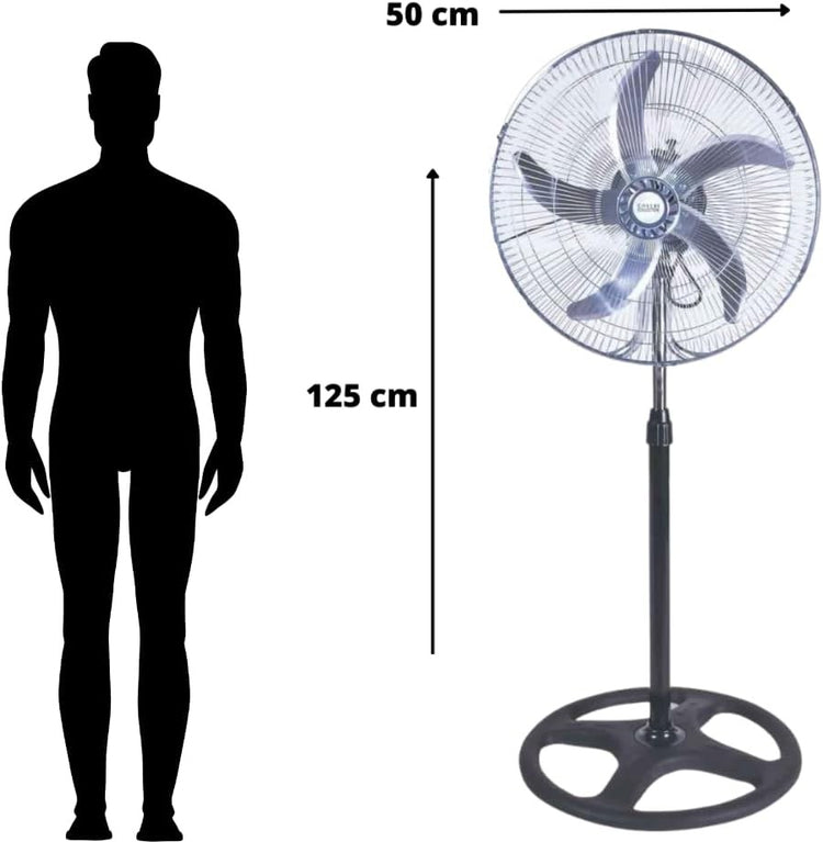 Ventilatore A Piantana Silenzioso, Ventilatore Potente Elettrico In Acciaio Con 5 Pale In Alluminio