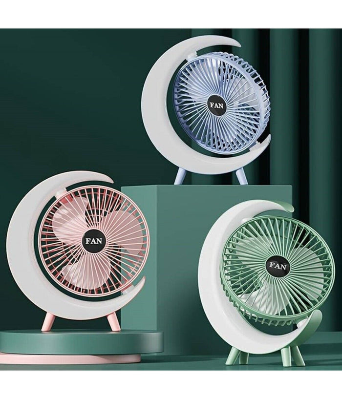 Ventilatore Da Tavolo Usb 3 Velocita' Con Luce Rgb Compatto Silenzioso Portatile         