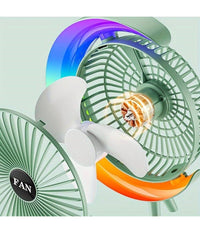 Ventilatore Da Tavolo Usb 3 Velocita' Con Luce Rgb Compatto Silenzioso Portatile         