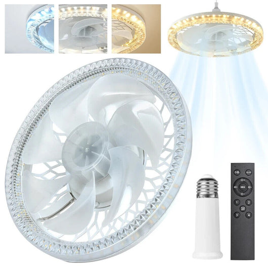 Ventilatore lampada led E27 dimmerabile 3 COLORI LUCE 45W con telecomando 30cm - ZENCOCCO