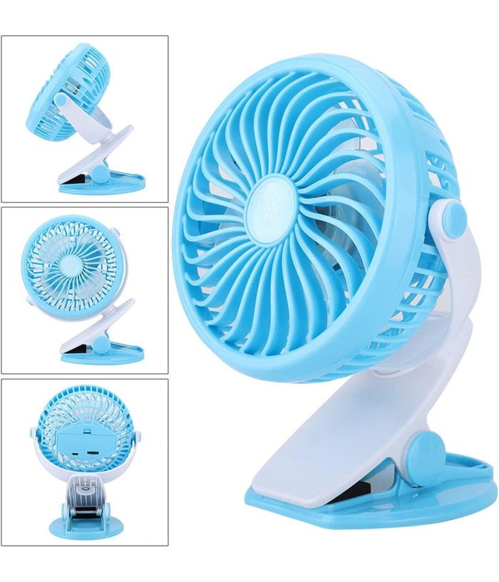 Ventilatore Orientabile A 4 Pale Stand Con Pinza A Clip Rotazione A 360 Gradi         