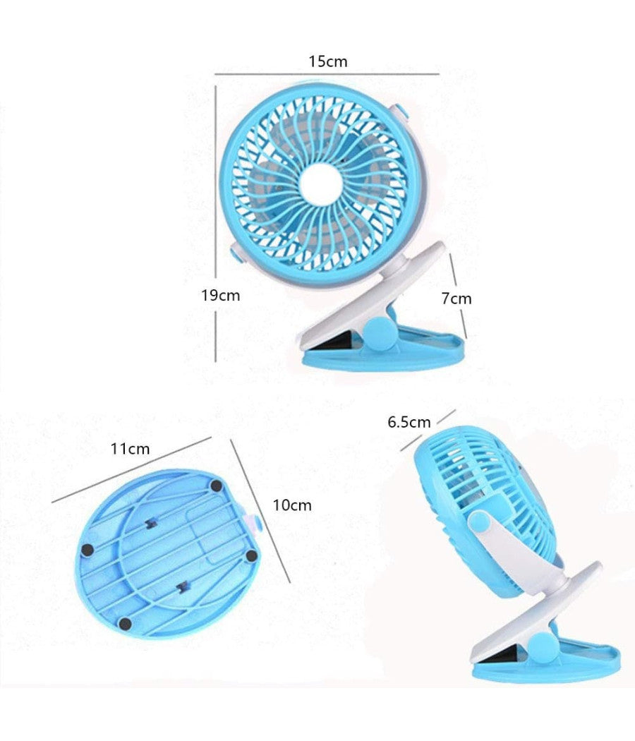 Ventilatore Orientabile A 4 Pale Stand Con Pinza A Clip Rotazione A 360 Gradi         