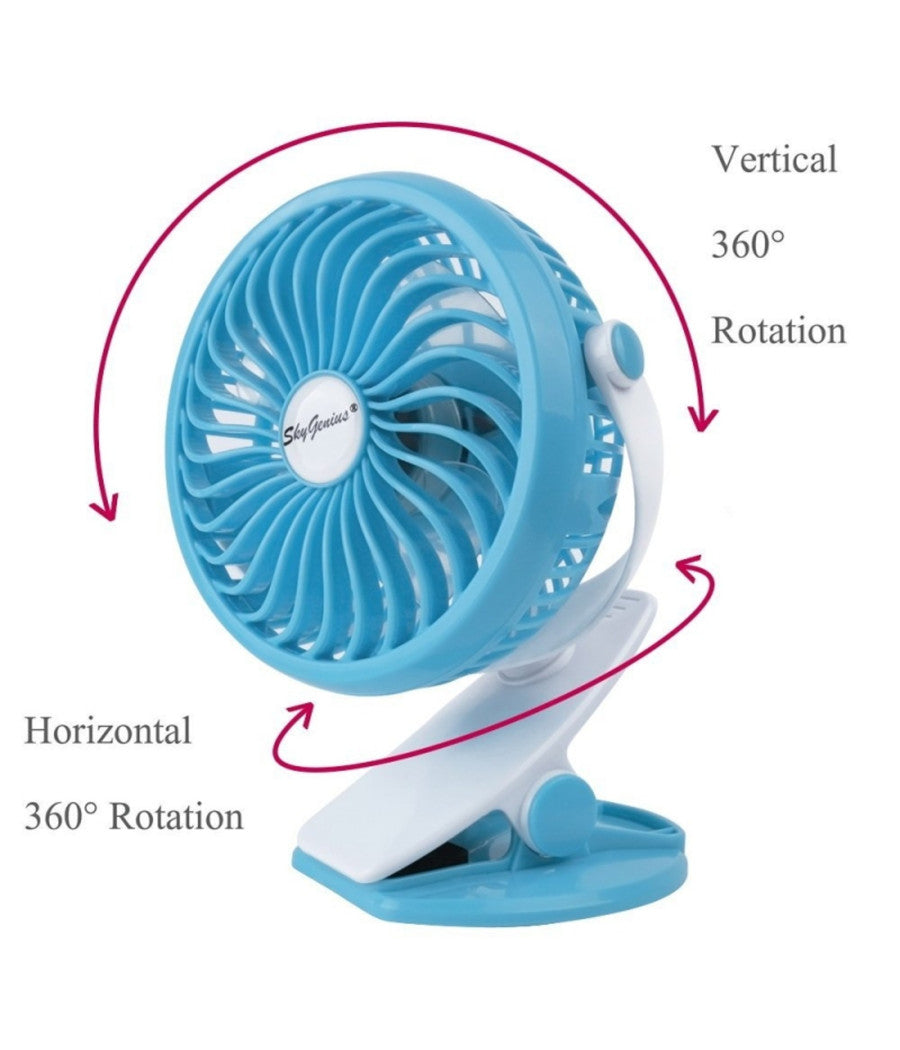 Ventilatore Orientabile A 4 Pale Stand Con Pinza A Clip Rotazione A 360 Gradi         