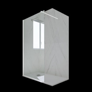 Parete doccia Walk-in da 110 CM H 200 Vetro Trasparente Profilo Bianco in pvc mod. Venus