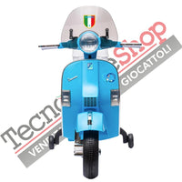 Moto Scooter Elettrico per Bambini Piaggio VESPA PX150 FULL con Parabrezza e Bauletto 12V ( Limited Edition ) colore Azzurro Napoli