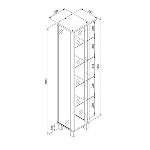 Vetrina colore bianco con anta e 4 ripiani Albi52A 33x33x189H