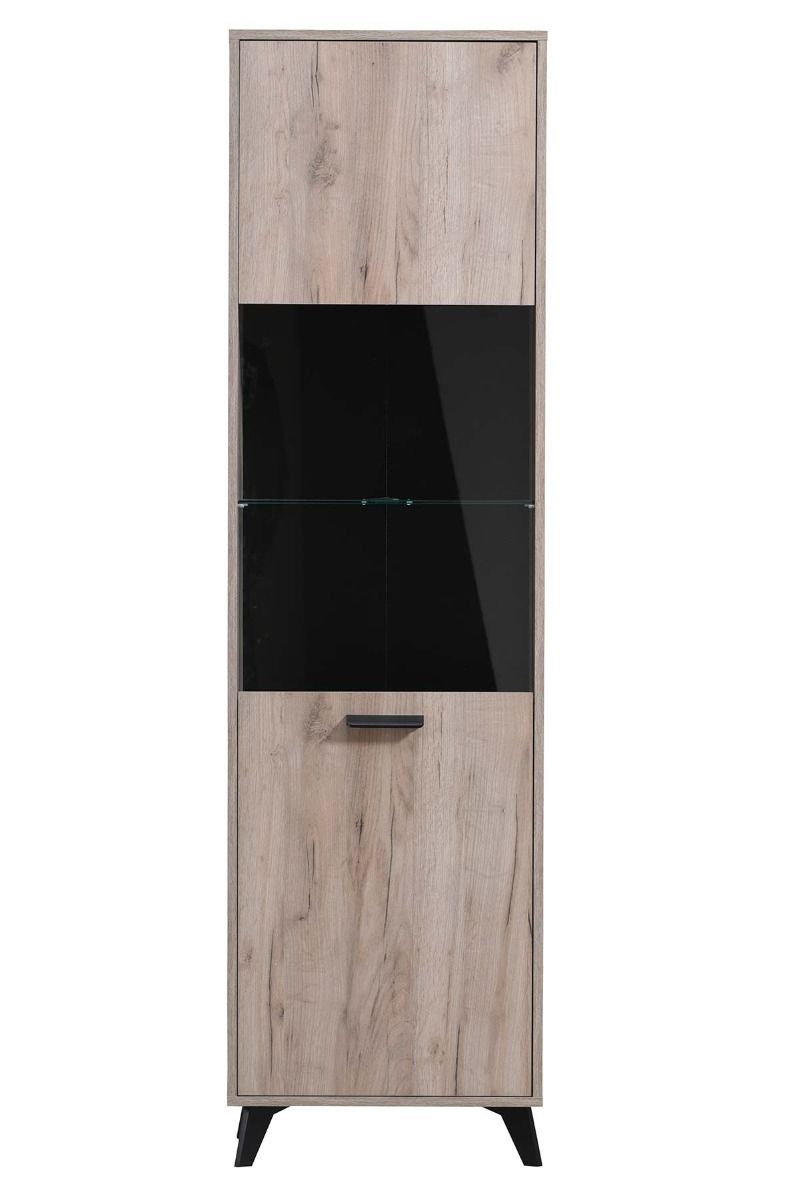 Vetrina 1 anta con piedini, finitura Rovere grigio e Nero ZFM26880011