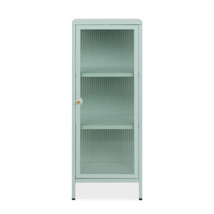 Vetrina in vetro scanalato temperato e acciaio laminato verde menta Milton01 40x40x101.1H