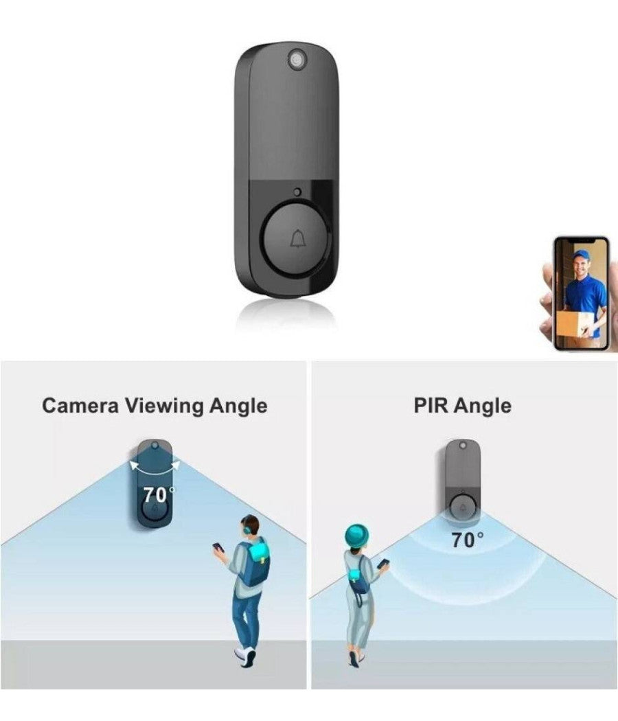 Videocitofono Ip Senza Fili Wifi Campanello Smart Sensore Di Movimento Ip10a         