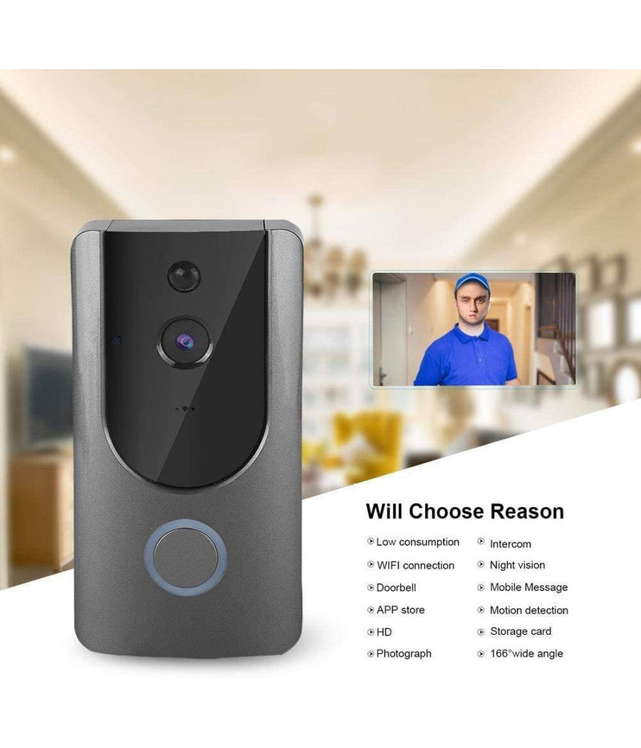 Videocitofono Wifi Ip Telecamera Citofono Campanello Senza Fili App Smartphone         